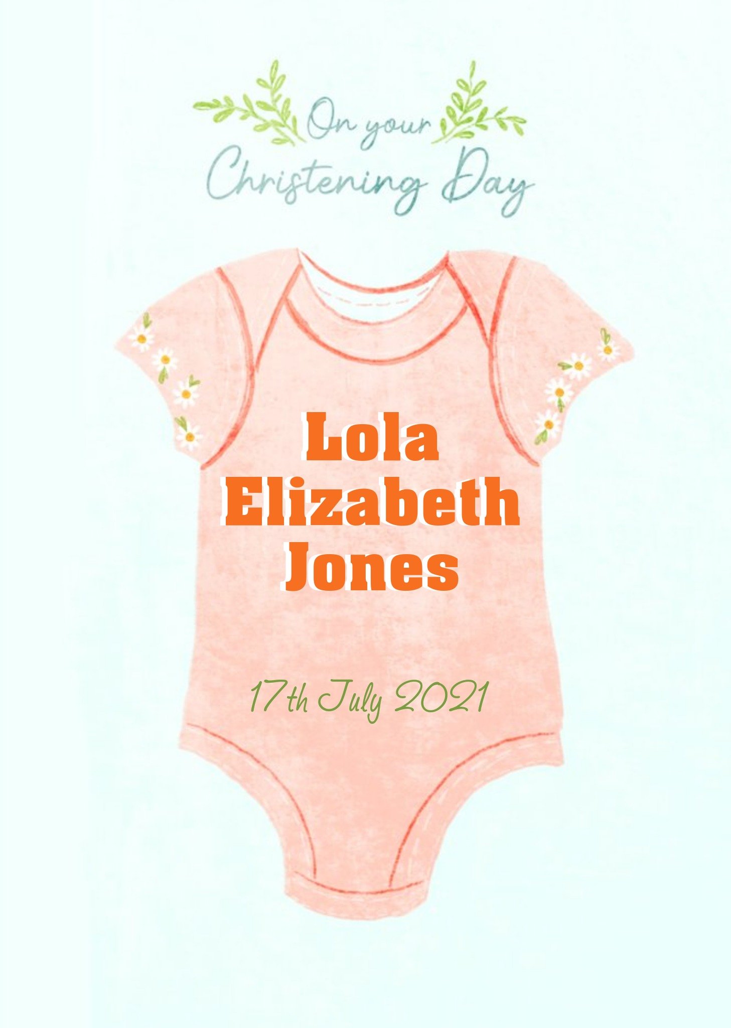 Moonpig Katie Hickey Illustrations Christening Baby Cute Floral Retro Card Ecard
