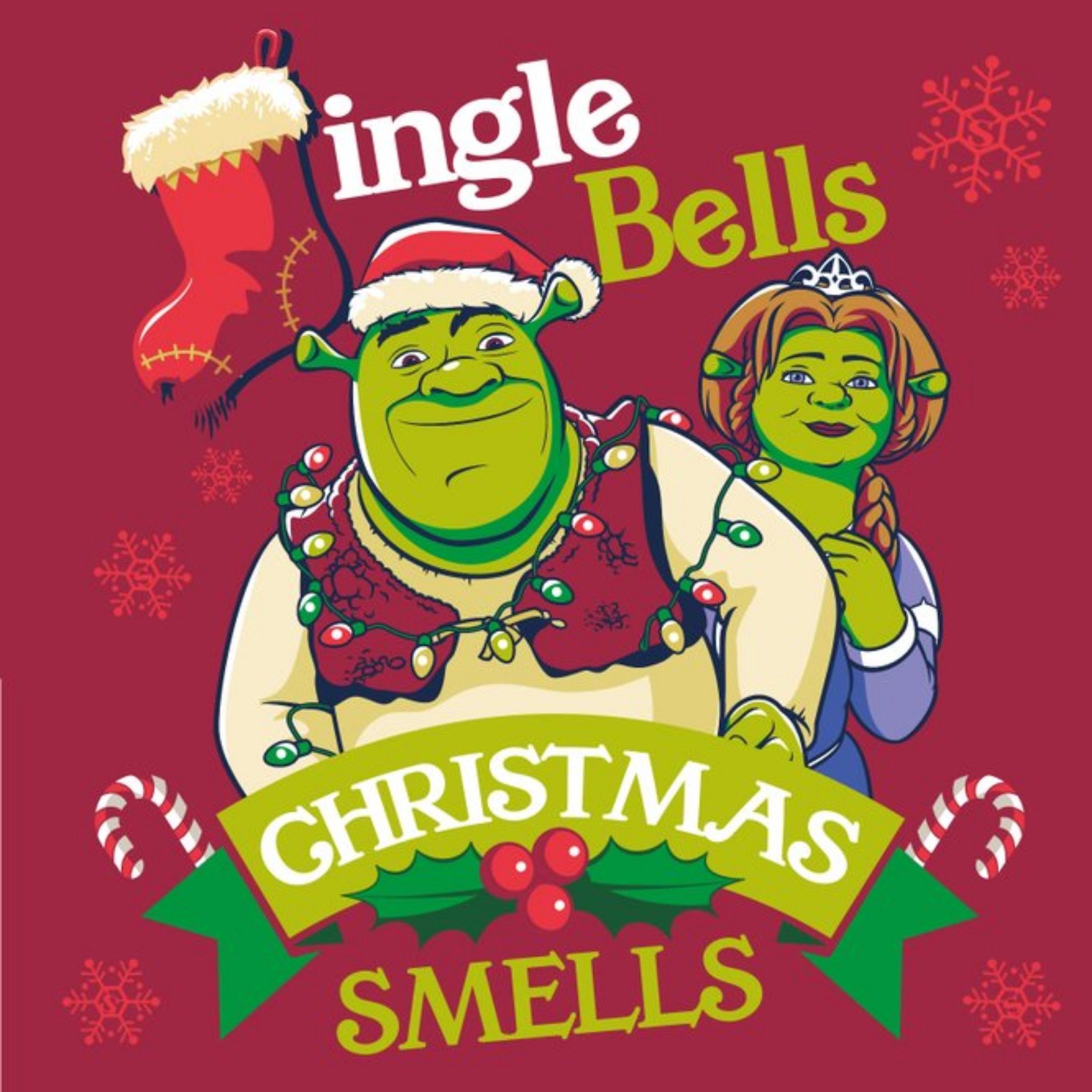 Other Shrek Jingle Bells Christmas Smells Christmas Card, Square