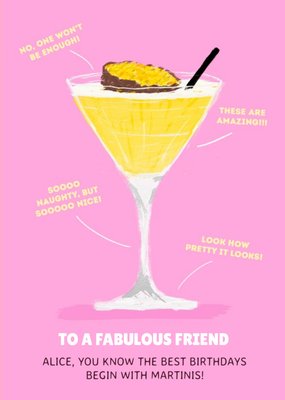 Funny Birthday Card - Birthdays begin with martinis!