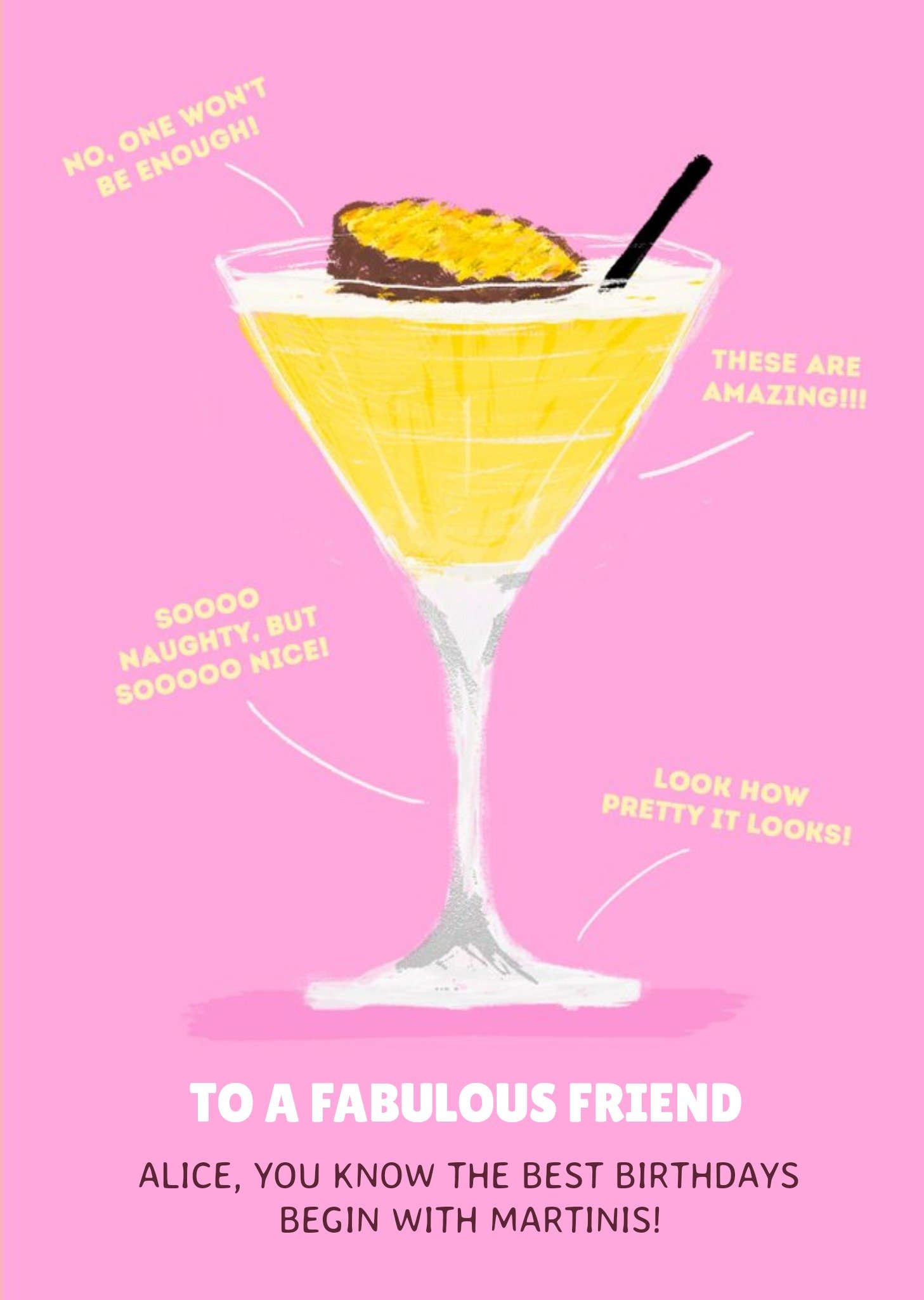 Moonpig Funny Birthday Card - Birthdays Begin With Martinis, Large