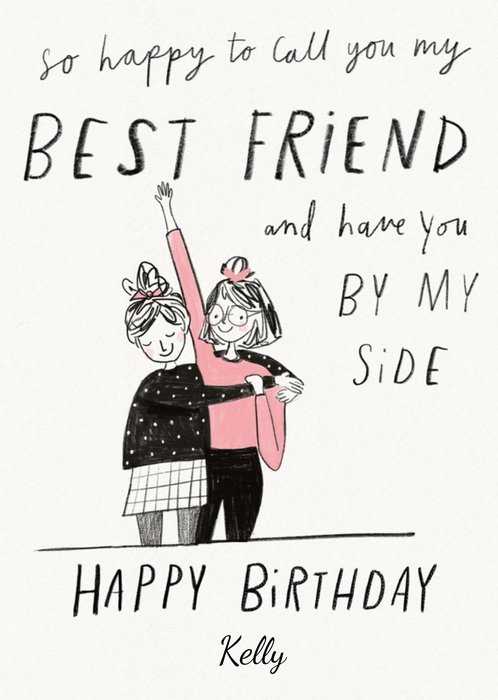 Sketchy Illustrated Best Friend Birthday Card