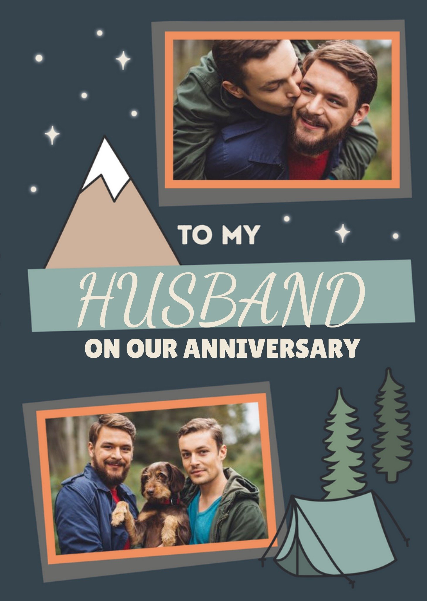 Moonpig Outdoor Adventure Camping Scene Husband Anniversary Card, Large