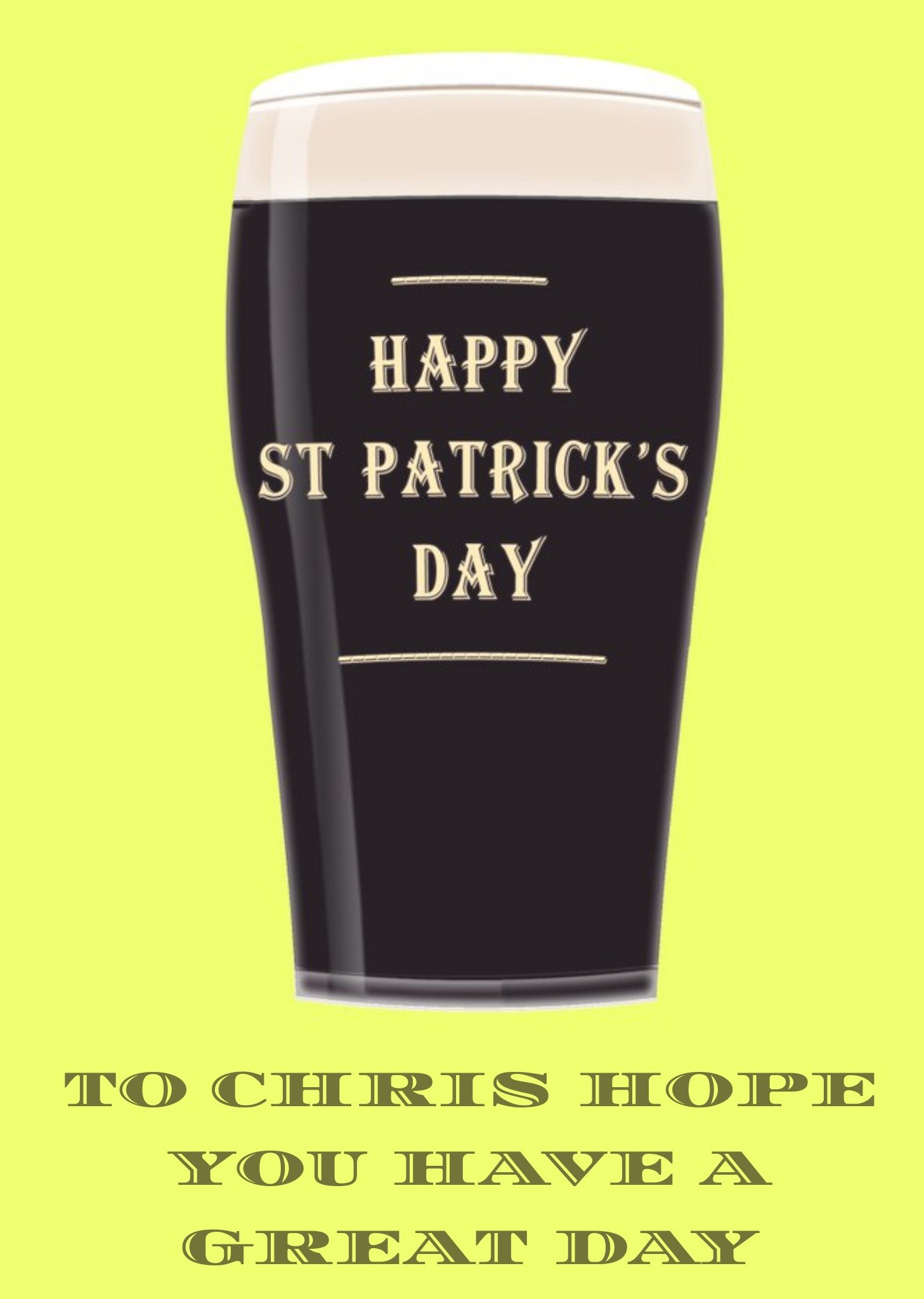 Irish Stout Personalised Happy St Patrick's Day Card Ecard