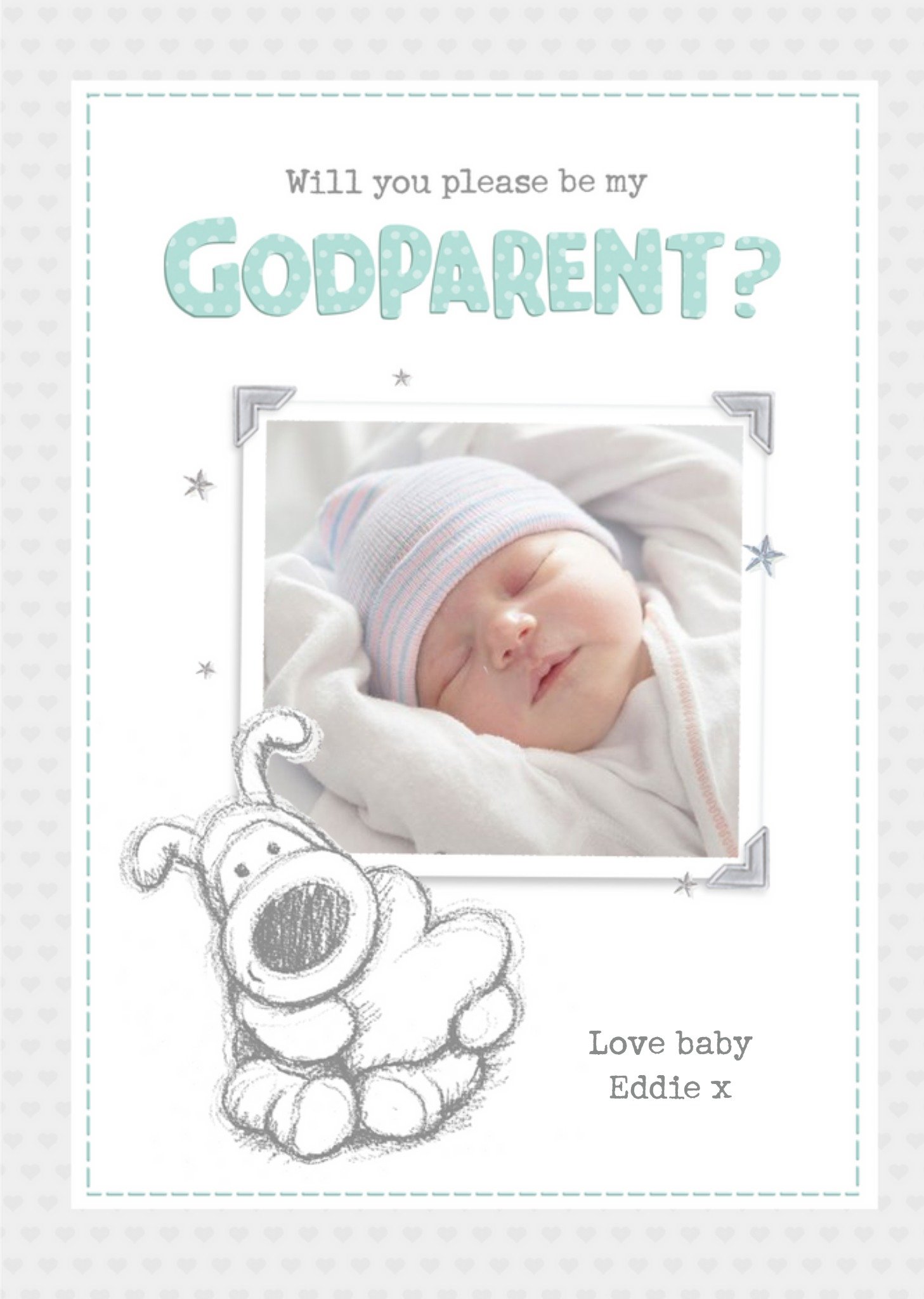 Will You Please Be My Godparent? Boofle Photo Upload Card, Large