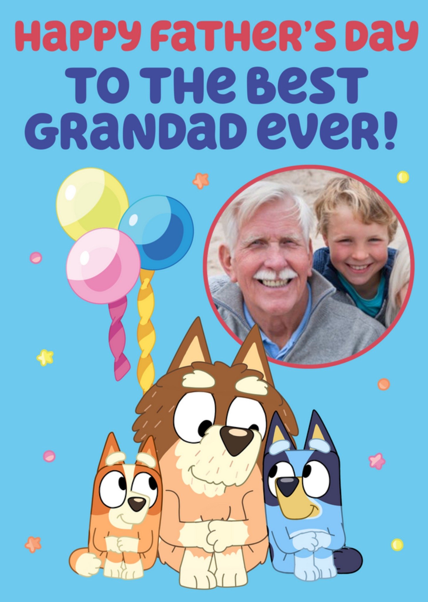 Bbc Best Grandad Ever Photo Upload Bluey Tv Cartoon Father's Day Card