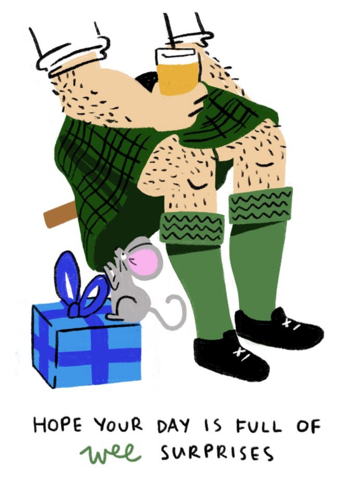 Moonpig Illustrated Scottish Kilt Wee Surprises Funny Card Ecard