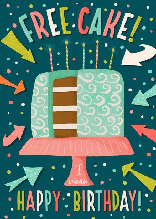 Funny Free Cake I Mean Happy Birthday Card