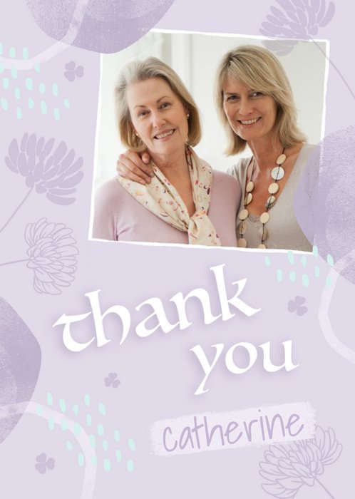 Lilac Illustrated Photo Upload Thank You Card