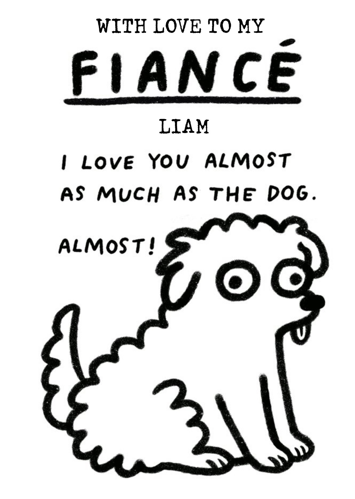 Moonpig Quirky Illustration Of A Dog Fiance's Birthday Card Ecard