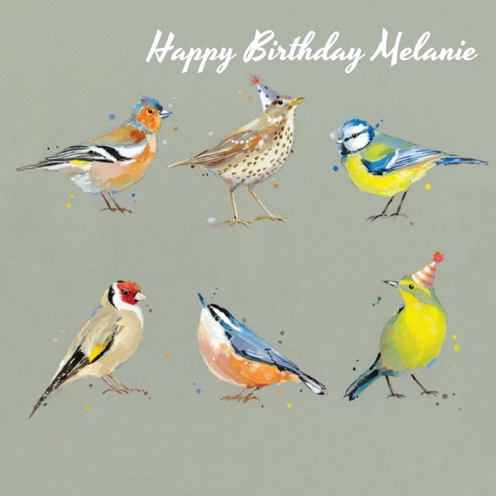 Colourful Birds Personalised Birthday Card