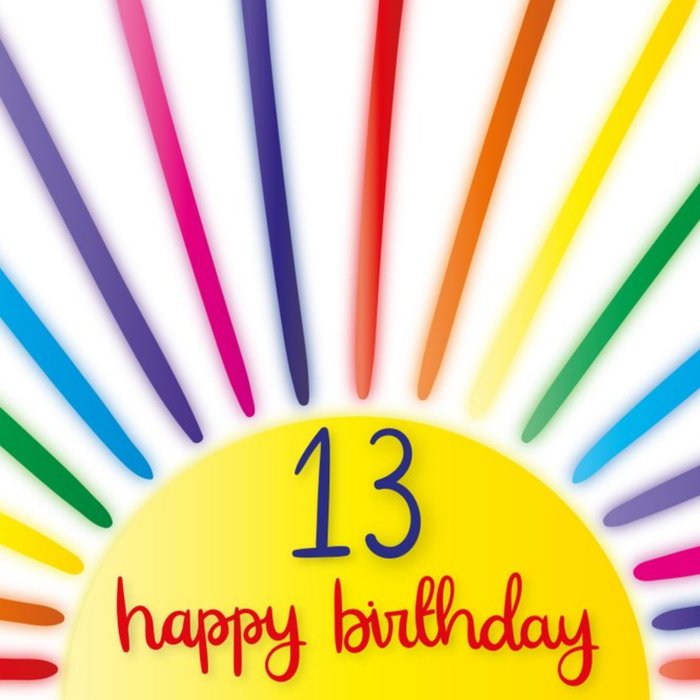 BetiBabs Illustrated Sun Rainbow 13th Birthday Card