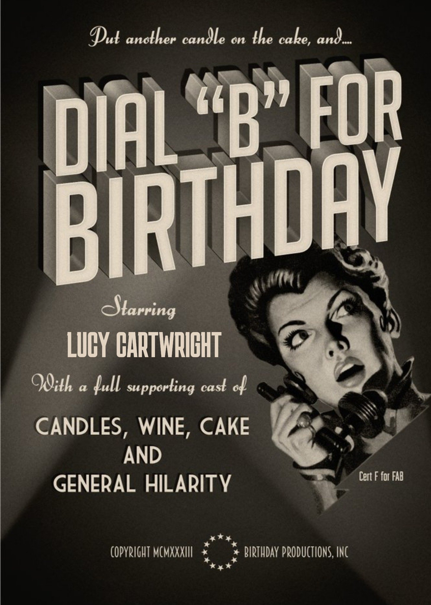 Film Noir Dial B For Birthday Card Ecard