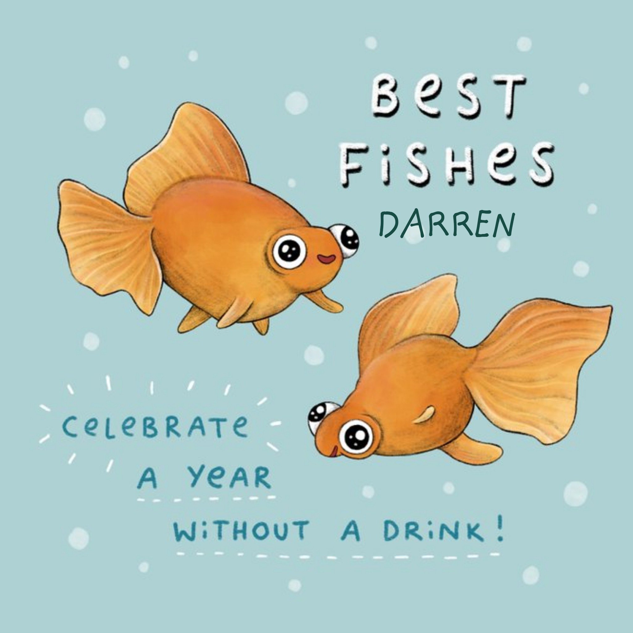 Moonpig Best Wishes Best Fishes Sobriety Sober Empathy Thinking Of You Card, Square