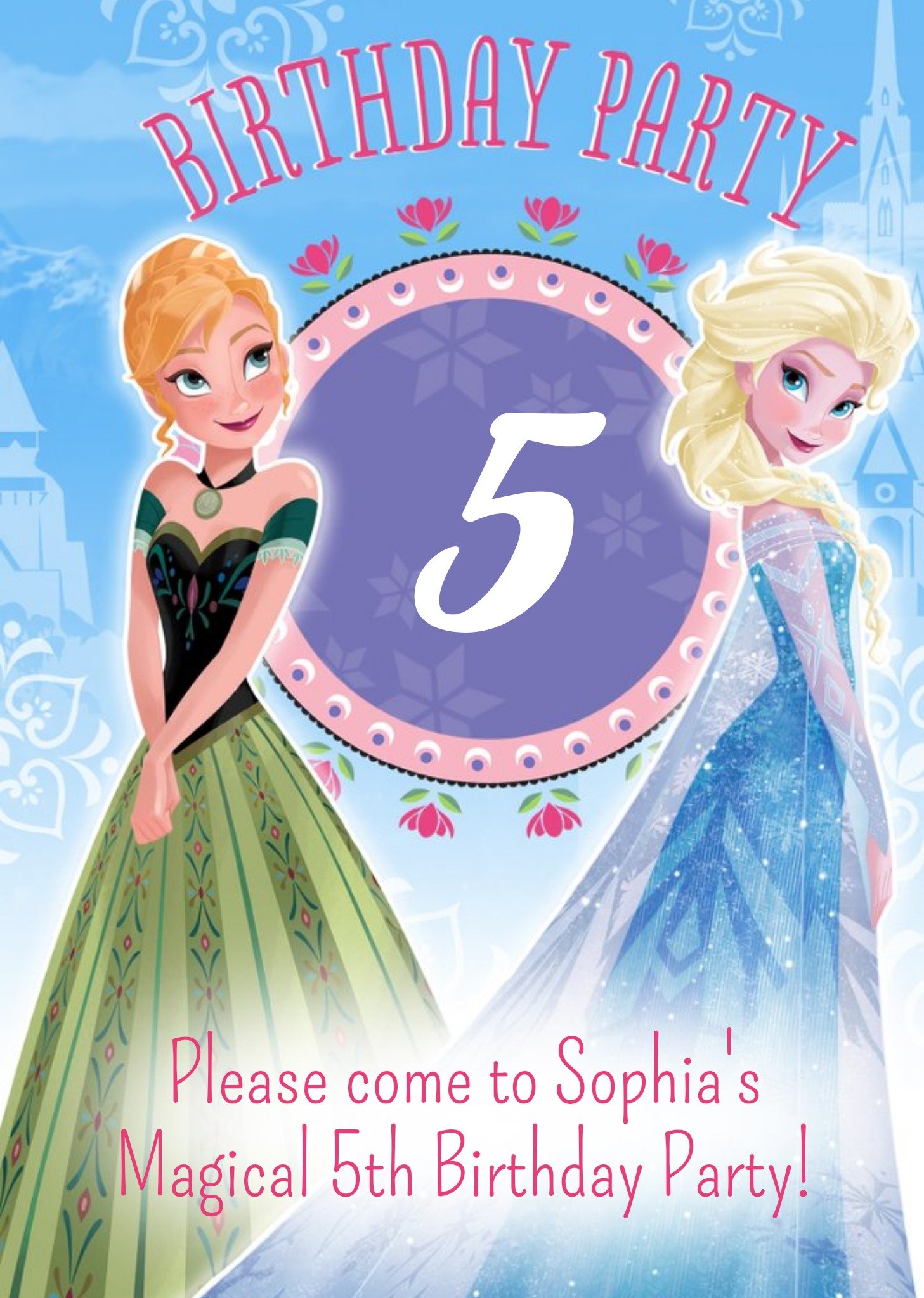 Disney Frozen 5th Birthday Party Invitation, Standard Card