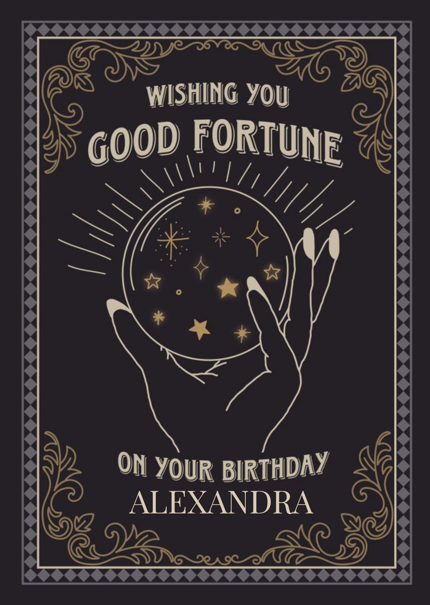 Moonpig Moonchild Wishing You Good Fortune Crystal Ball Astrology Birthday Card, Large