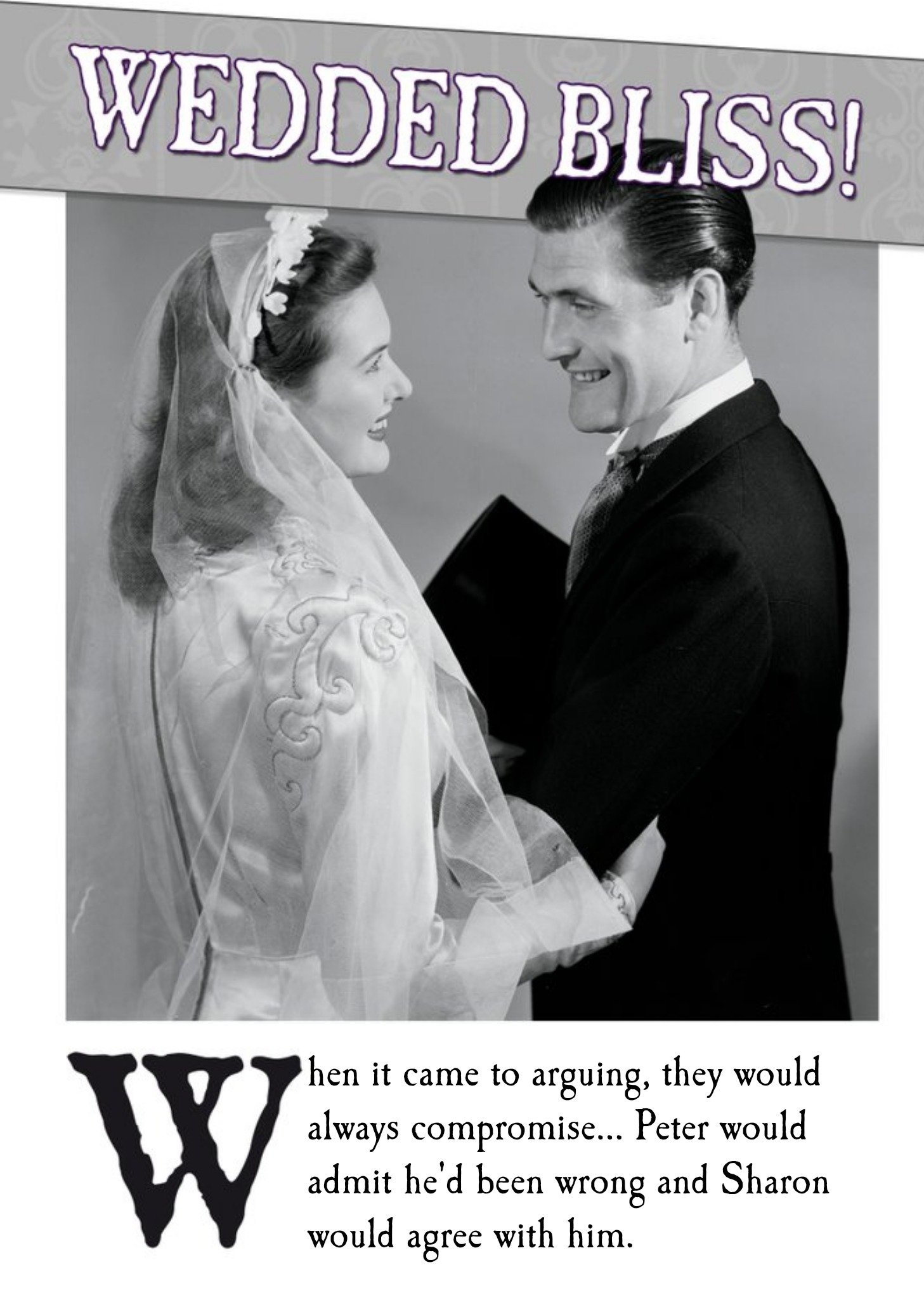 Moonpig Wedded Bliss Compromise Personalised Wedding Card, Large