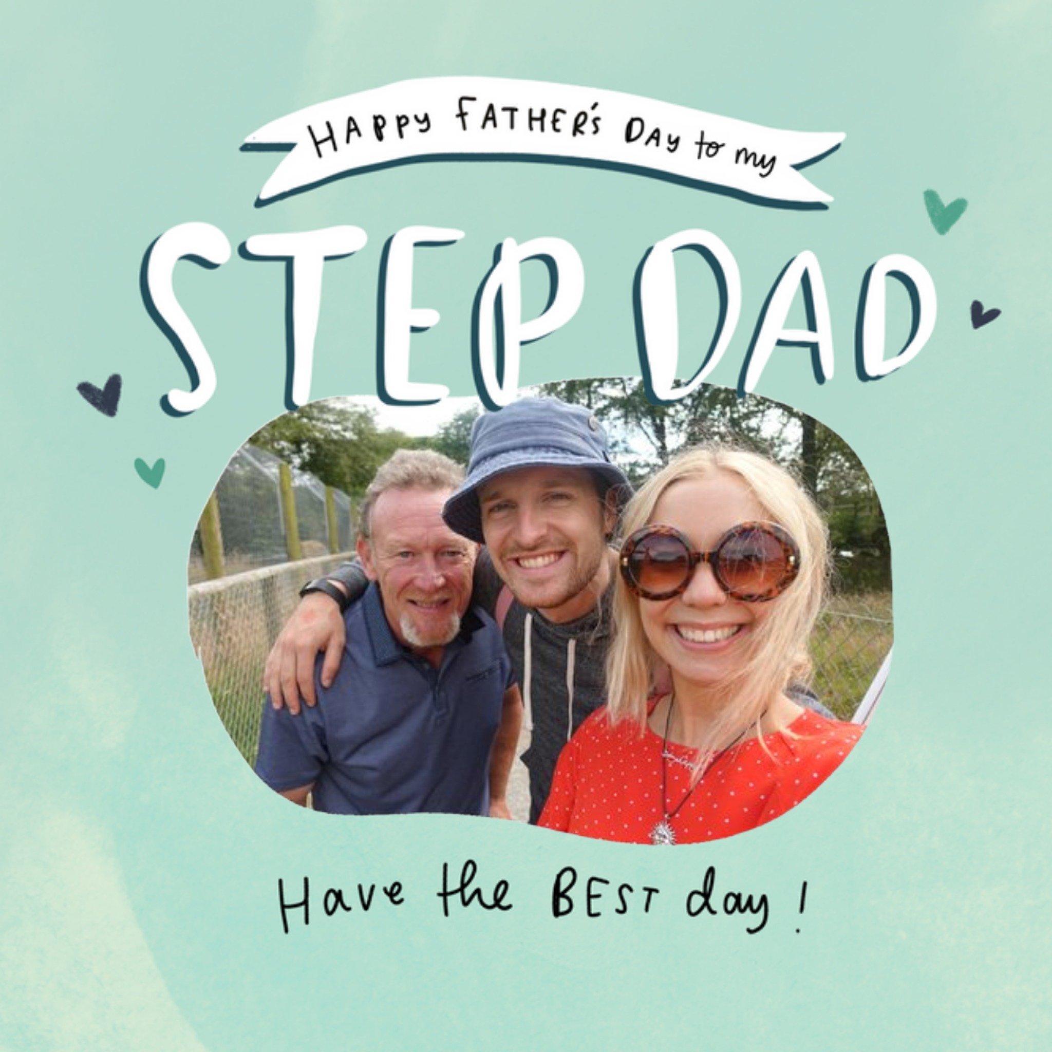 Moonpig The Happy News Step Dad Photo Upload Father's Day Card, Large