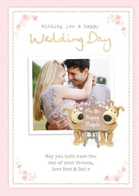 Boofle Sentimental Wedding Day photo upload card from Mum and Dad