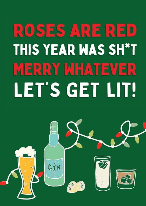Funny Let's Get Lit Covid Christmas Card