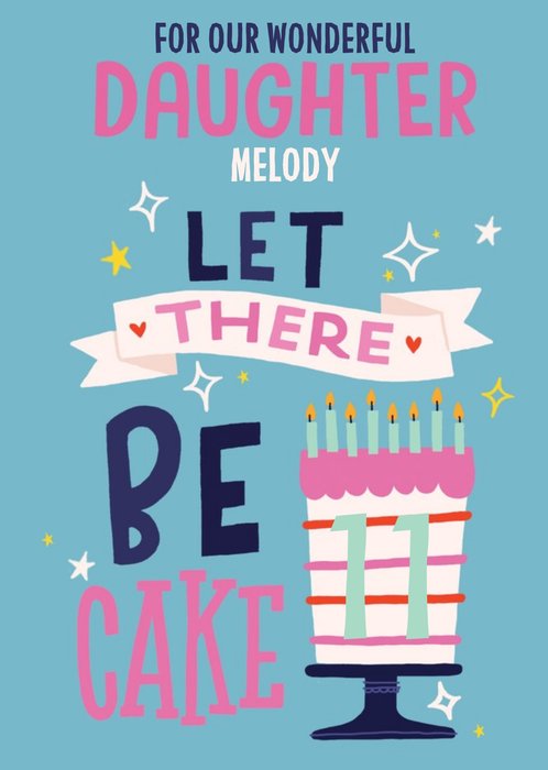 Illustrative Typographic Let There Be Birthday Cake Birthday Card  