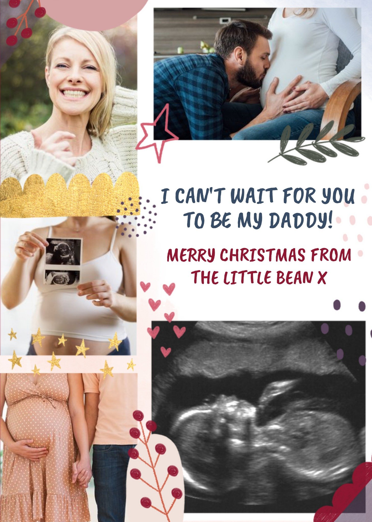 From The Bump To Daddy To Be 5 Photo Upload Christmas Card Ecard