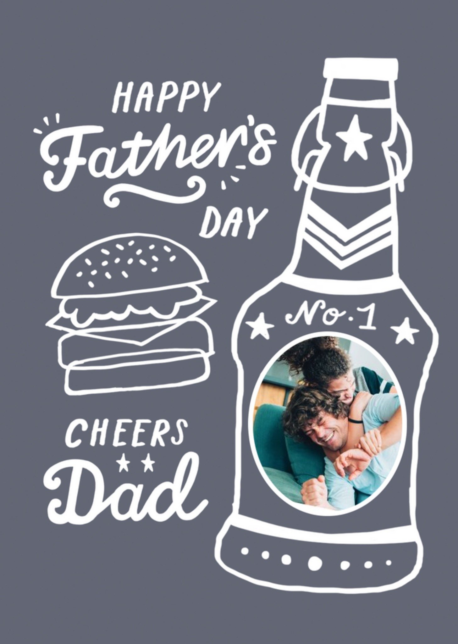 Moonpig Cheer's Dad Beer Bottle Photo Upload Father's Day Card Ecard