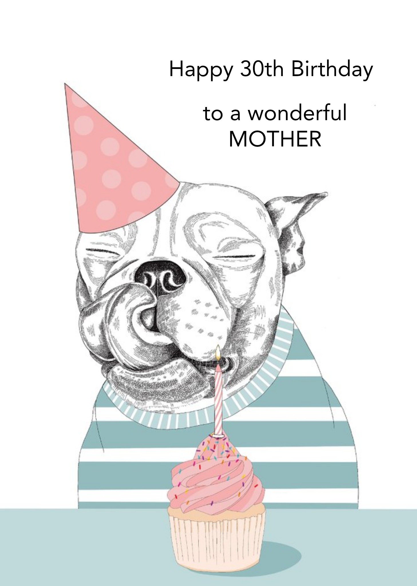 Moonpig Pink And Blue Staffy Dog Illustrated Birthday Card Ecard