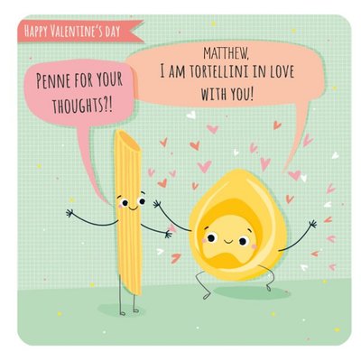 Tortellini In Love Valentines Card