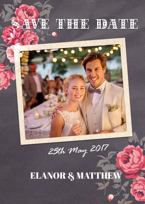 Pink Roses Save The Date Wedding Card