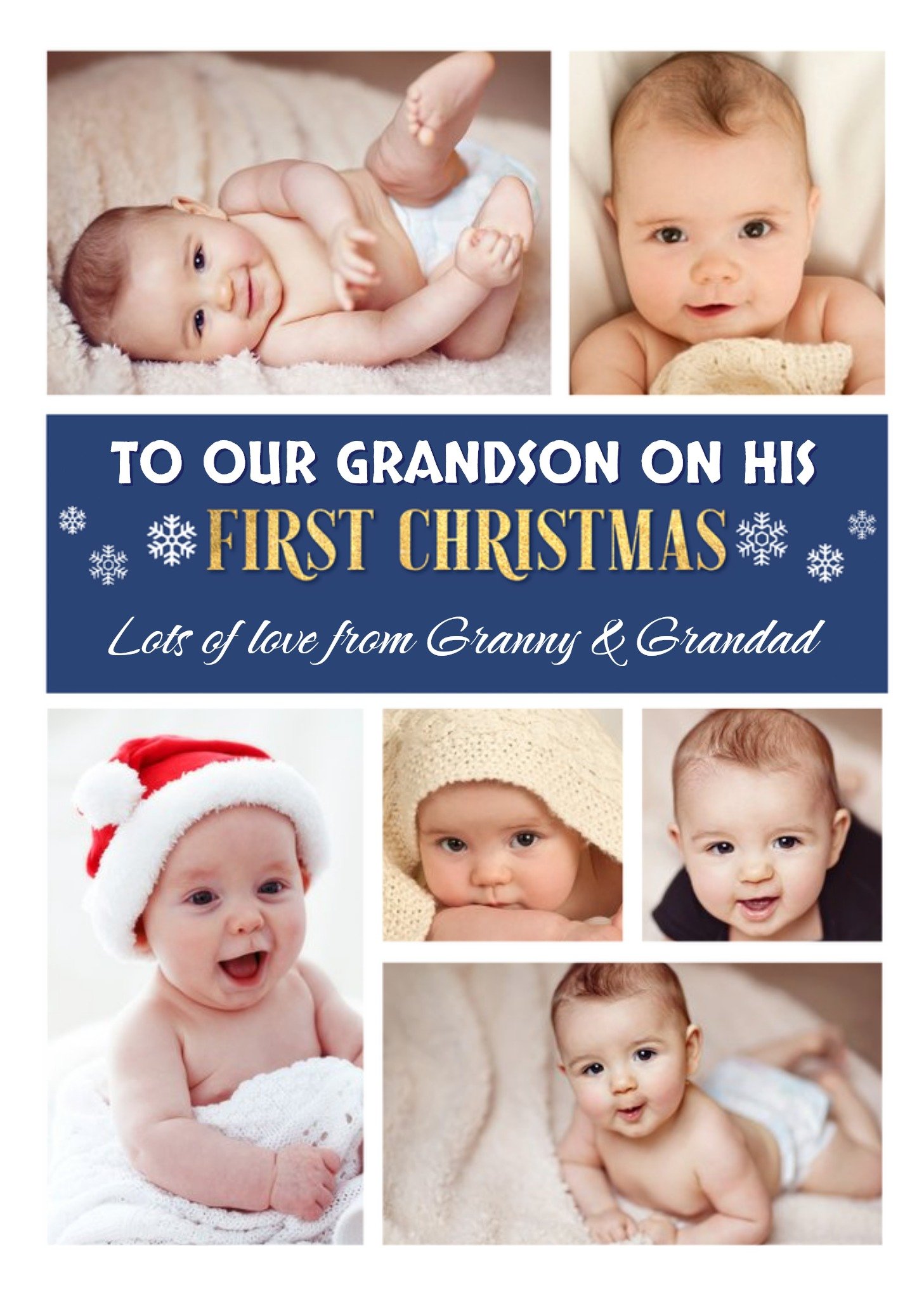 Moonpig Grandsons First Christmas Multiple Photo Upload Christmas Card Ecard
