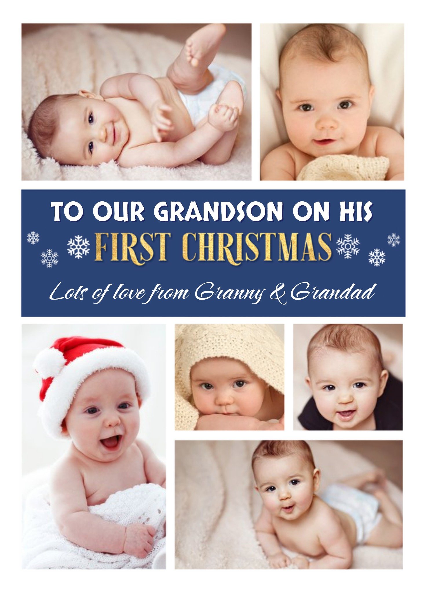 Grandsons First Christmas Multiple Photo Upload Christmas Card Ecard