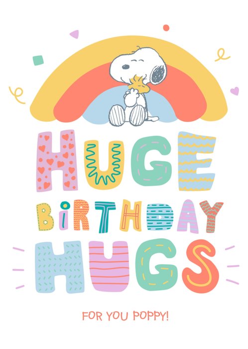Peanuts Huge Birthday Hugs Personalised Card