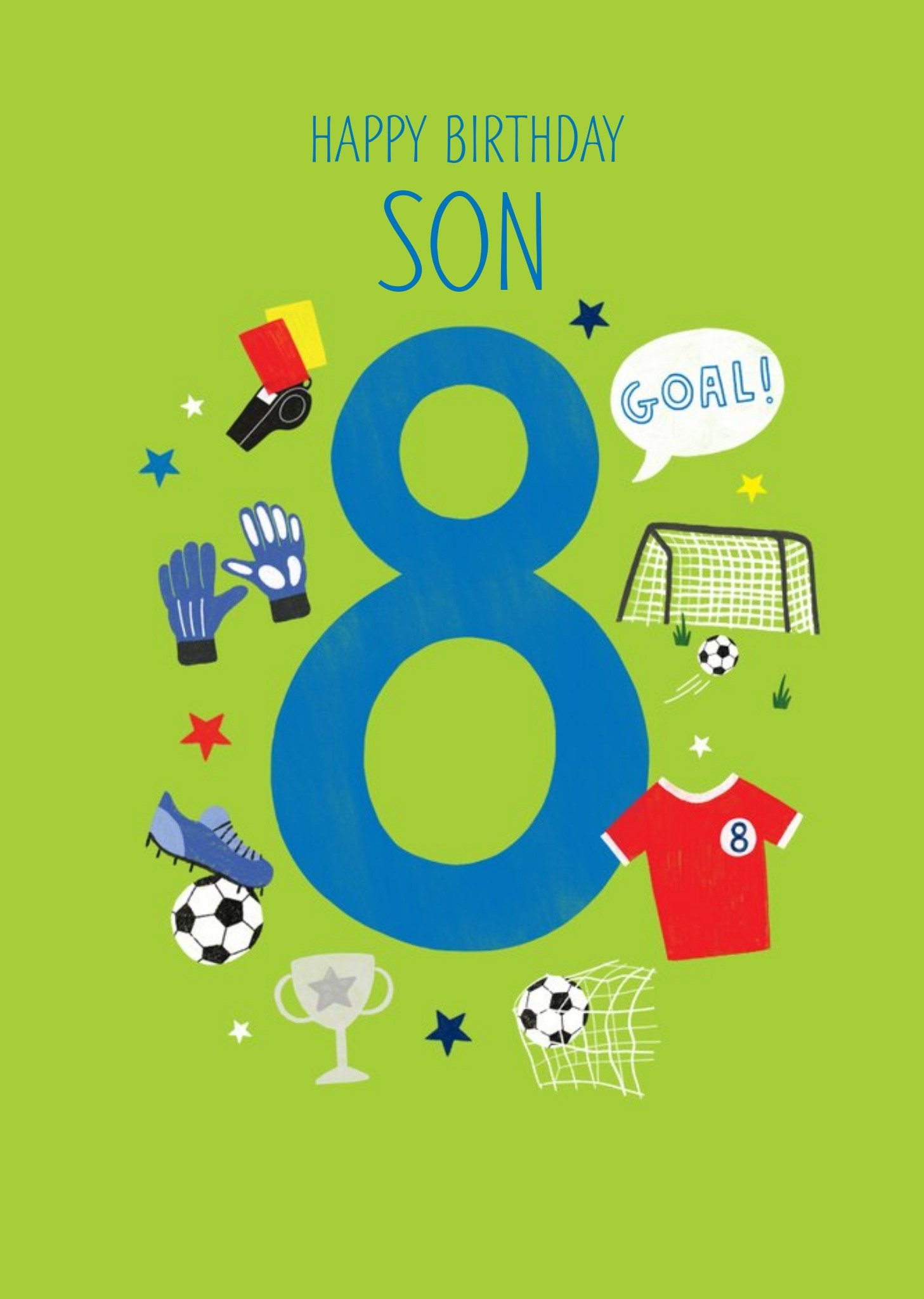 Moonpig Happy Birthday Son Football themed 8th Birthday Card, Large