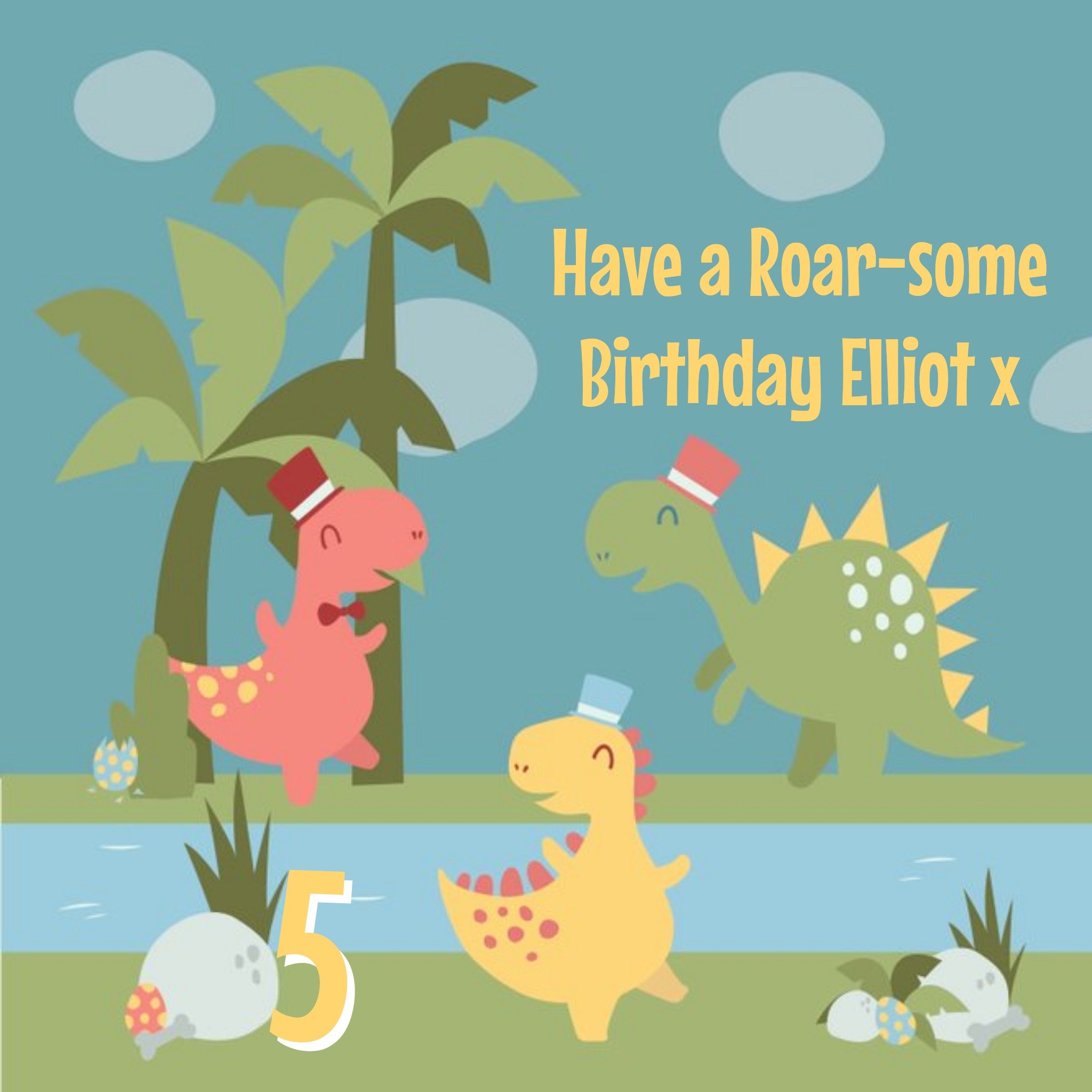 Moonpig Have A Roar-Some Birthday Personalised Happy Birthday Card, Square