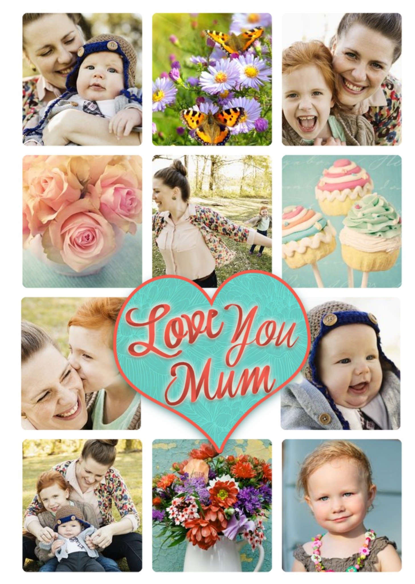 Moonpig Love You Mum Multi-Photo Upload Card, Large