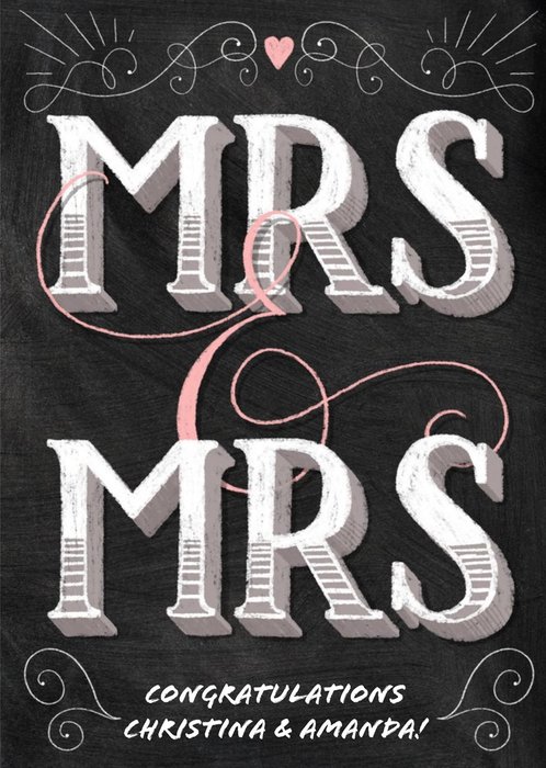 Block Letters Mrs And Mrs Wedding Card