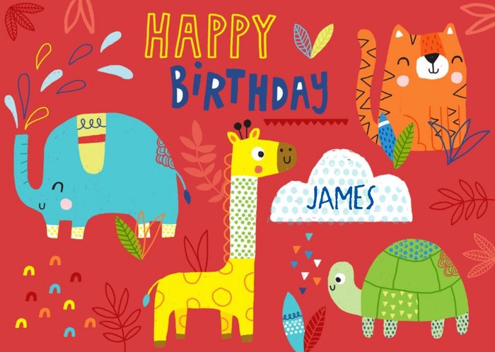 Baby Animals Happy Birthday Card