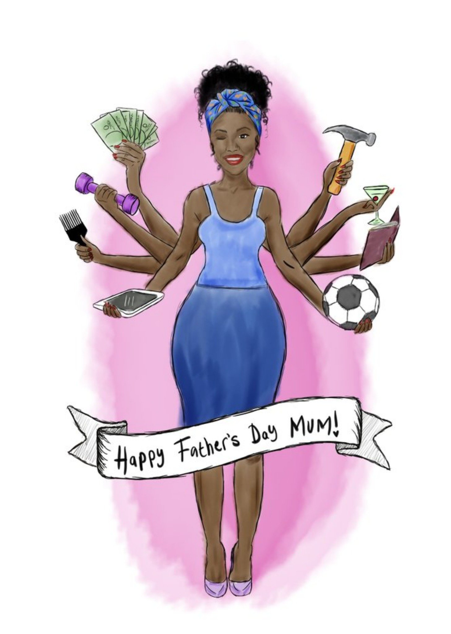 Moonpig Kitsch Noir Fathers Day Super Mum Card, Large