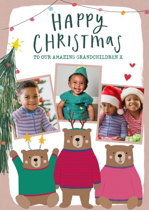 3 Bears Happy Christmas Multi Photo Upload Card