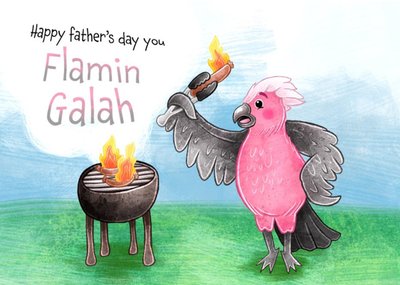 Stray Leaves Illustrated Flamin Galah BBQ Father's Day Card