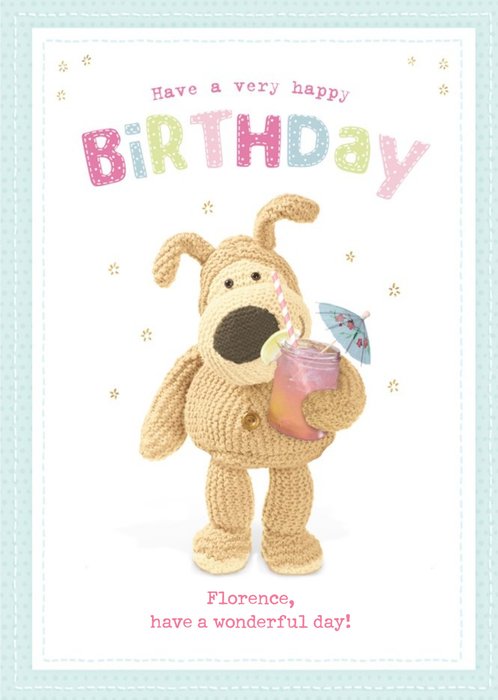 Cute Boofle cocktail Card - Have a very happy Birthday