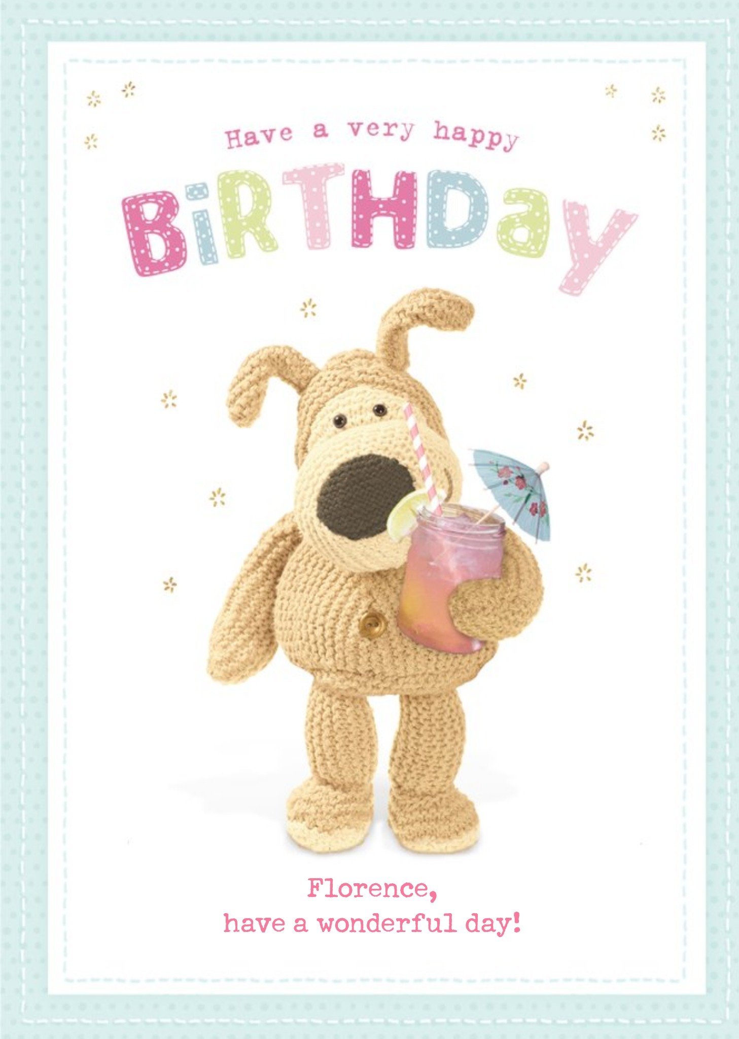 Cute Boofle Cocktail Card - Have A Very Happy Birthday