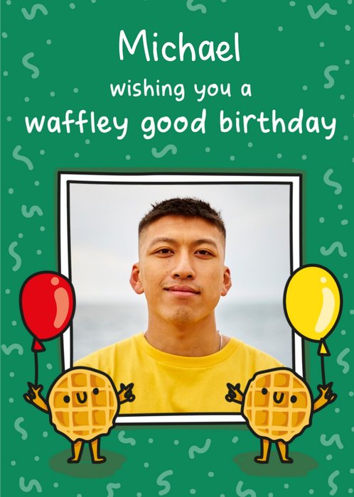 Cute Illustrated Waffles Photo Upload Birthday Card