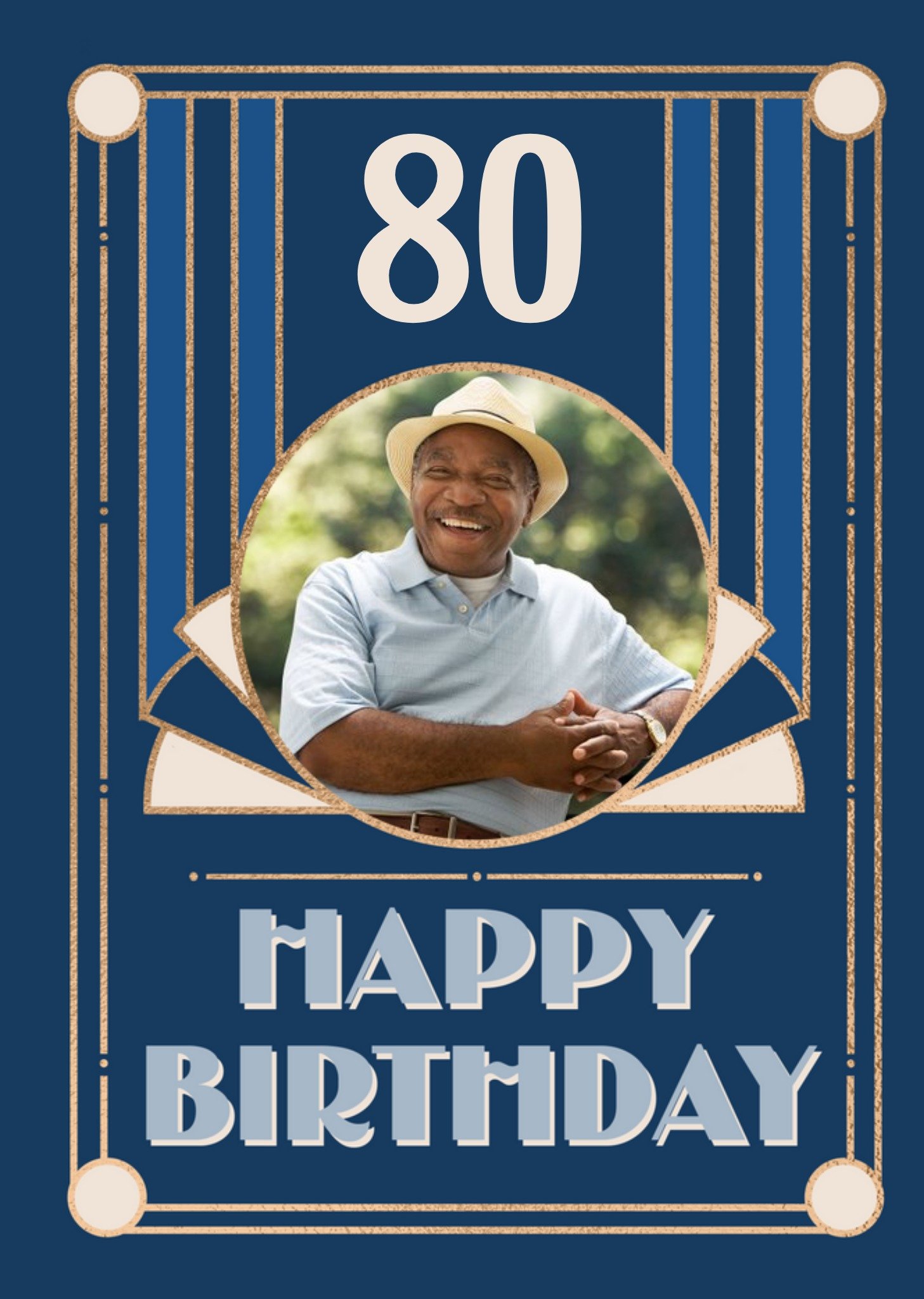 Art Deco Happy 80th Birthday Photo Upload Birthday Card Ecard