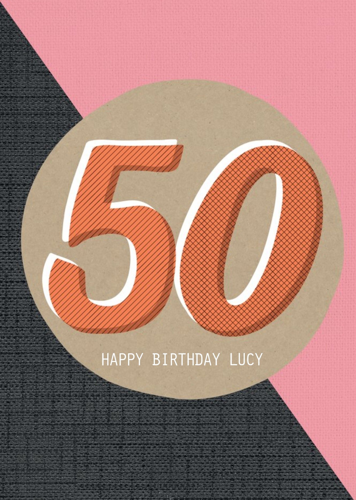 Moonpig Personalised Text 50th Birthday Card, Large