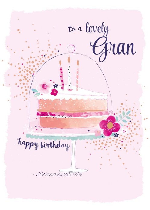 Hotchpotch Illustrated Pink Grandmother Floral Birthday Card