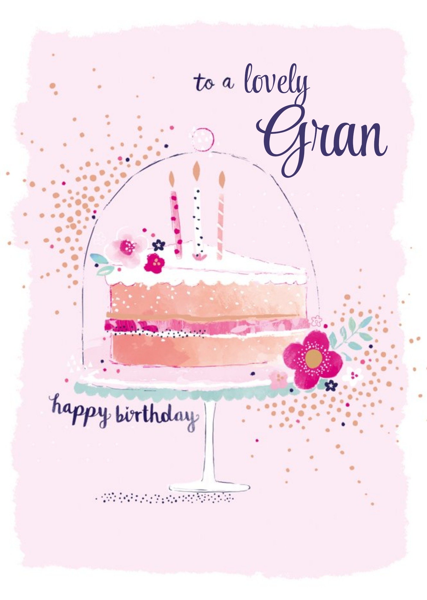 Hotchpotch Illustrated Pink Grandmother Floral Birthday Card Ecard