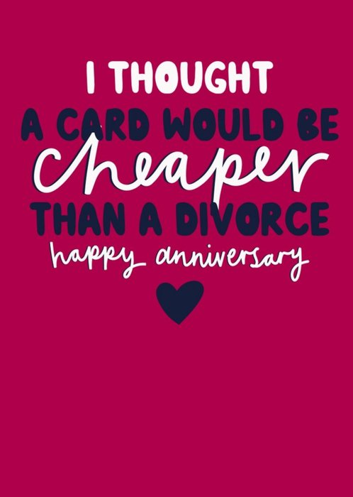 A Card Would be Cheaper Than A Divorce Funny Anniversary Card