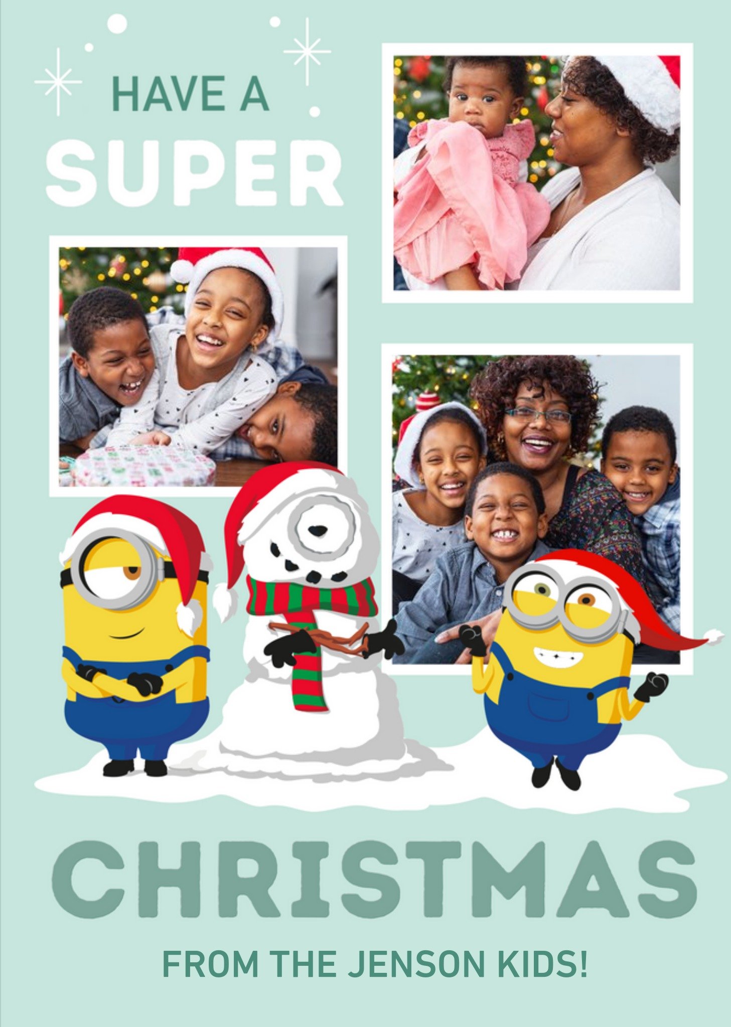 Despicable Me Minions Super Christmas From The Kids Photo Upload Card Ecard