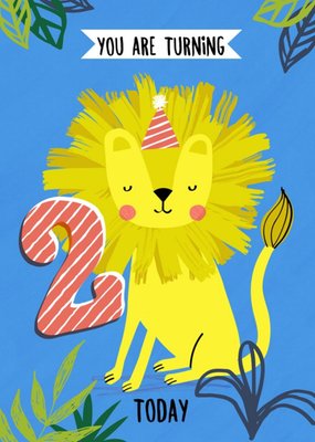 Cute Illustrated Lion 2 Today Birthday Card